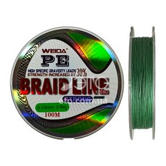 Шнур Weida PE Braid line 100м (зелений) 0,10мм/3,9кг