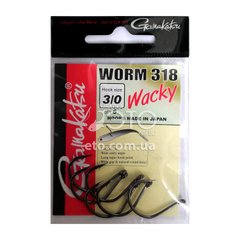 Крючки Gamakatsu Worm 318 MB Black № 3/0 (6 шт)