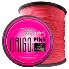 Профессиональная карповая леска Marshal Origo Carp Line Pink (флуоро-розовый) 1000м Ø 0,28 мм