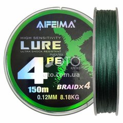 Шнур Feima High Sensivity Lure Braid 4X 150м (зеленый) Ø 0,12мм/8.18кг код: X-3512-12