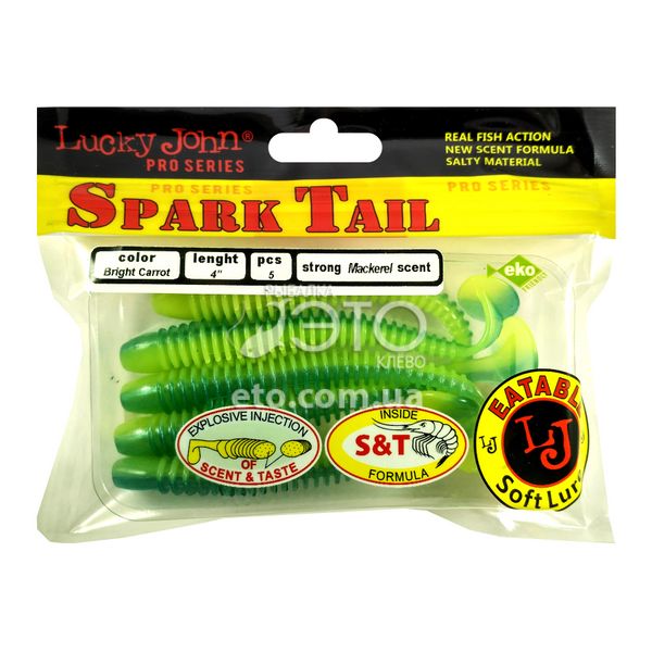 Виброхвост Lucky John Spark Tail 4" (100мм) Bright Carrot (5шт) код: 140168-T76