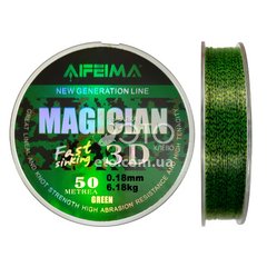 Леска Feima Magician Green 3D (быстро тонущая) 50м Ø 0.18мм/6.18кг код: X-3022-18