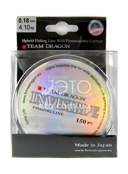 Волосінь Dragon TEAM INVISIBLE 150m 0.18mm/4.10kg
