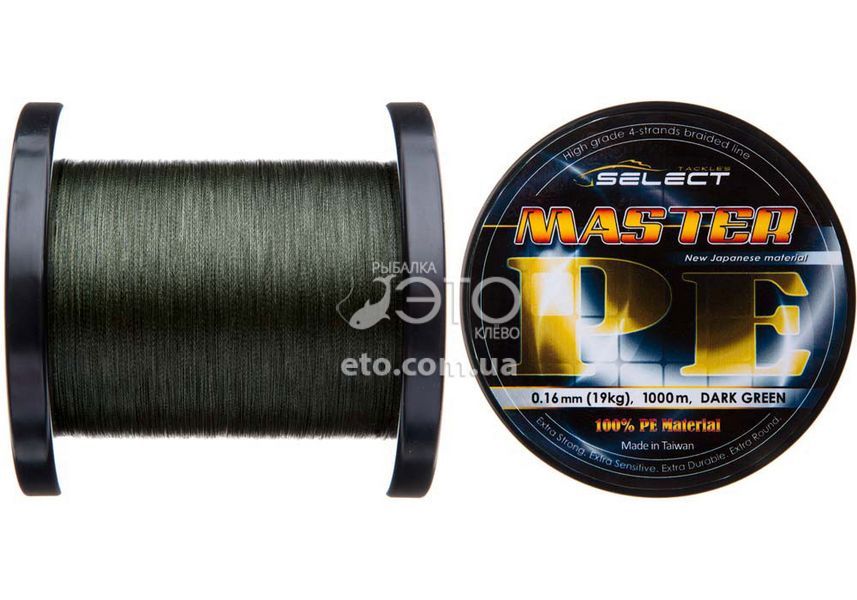 Шнур Select Master PE 1000m 0,10мм 13lb (темно-зеленый)