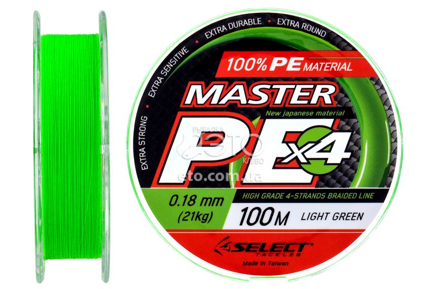 Шнур Select Master PE 100m 0,18мм 21lb (салатовий)
