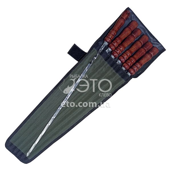 Набір шампурів з дерев'яною ручкою Vitan "Преміум" 3 мм (6шт.) + чохол Код: 3310140