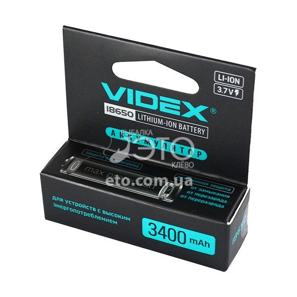 Аккумулятор Videx Li-Ion 18650, 3400 mAh с защитой
