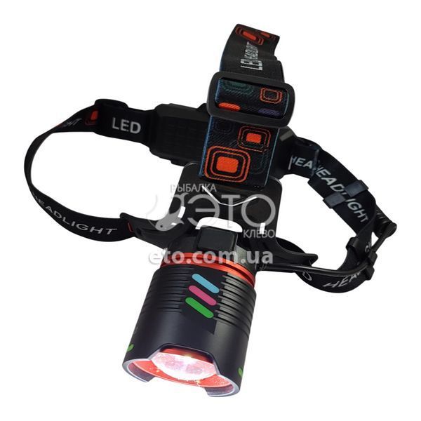 Налобный фонарь с светонакопительной окраской, zoom, 2&times;18650, Type-C, код: CT012-2R-TG