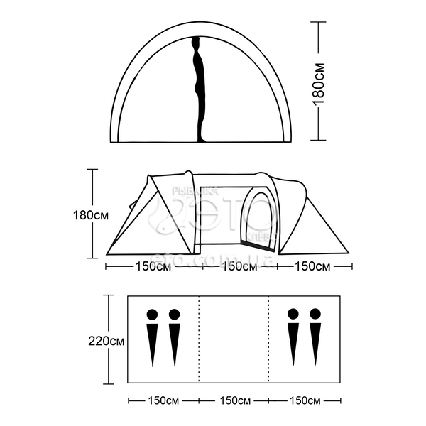 Палатка 4-х местная с тамбуром 2788
