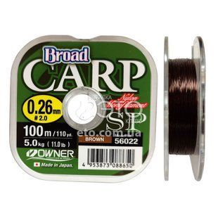 Леска Owner Broad Carp Brown 100м &Oslash; 0,26mm