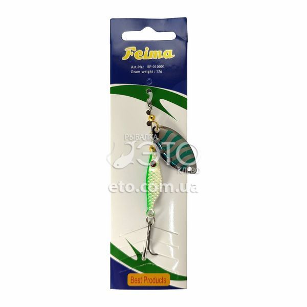 Блесна вращающаяся Feima Long Assimetric head-spinner (12г) Green Wave