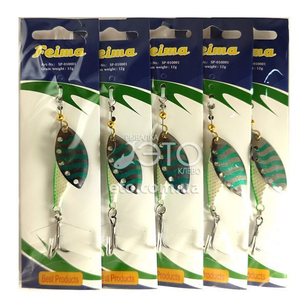 Блесна вращающаяся Feima Long Assimetric head-spinner (12г) Green Wave