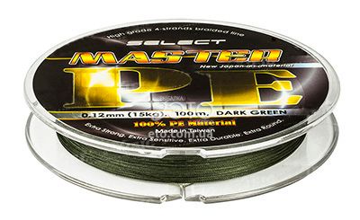 Шнур Select Master PE 100m 0,16мм 19lb (темно-зеленый)