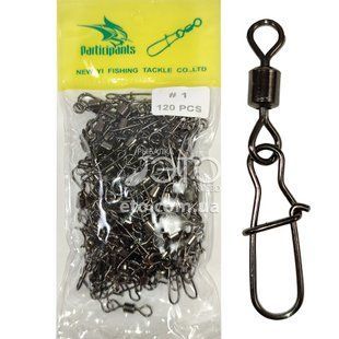 Рибальські вертлюги із застібкою Participants Barrel Swivel with Safety Snap (Пром упаковка 120шт) №1