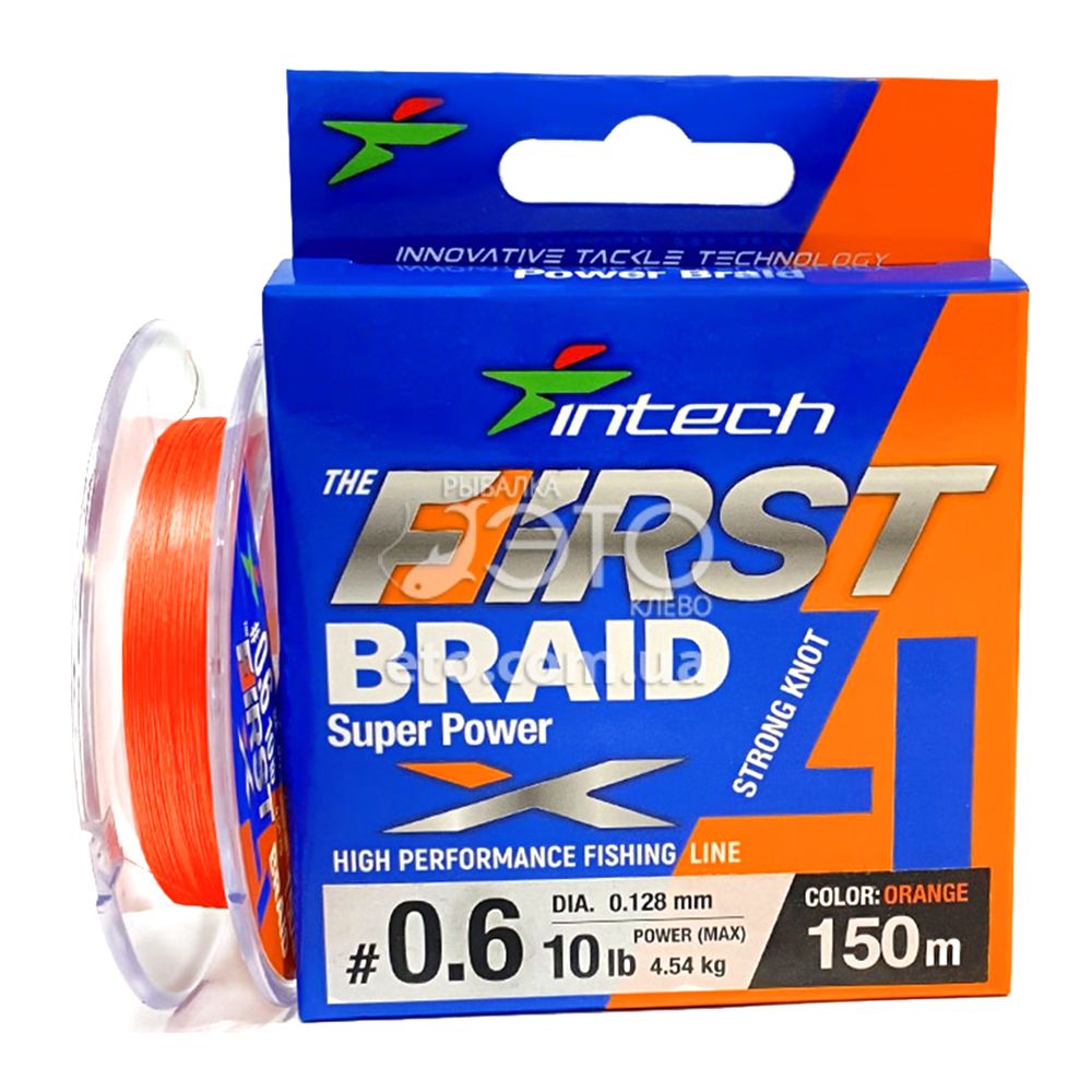 Шнур плетеный Intech First Braid X4 Orange 150m - недорого на ,  отличное качество, отзывы, доставка по Украине