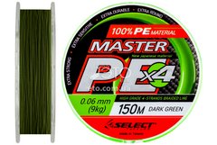 Шнур Select Master PE 150m 0,06мм 9lb (темно-зелений)