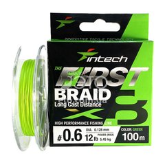 Шнур плетеный Intech First Braid X8 Green 100m 0.104 мм (10lb/4.54kg)