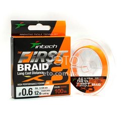 Шнур плетеный Intech First Braid X8 Orange 100m 0.104 мм (10lb/4.54kg)