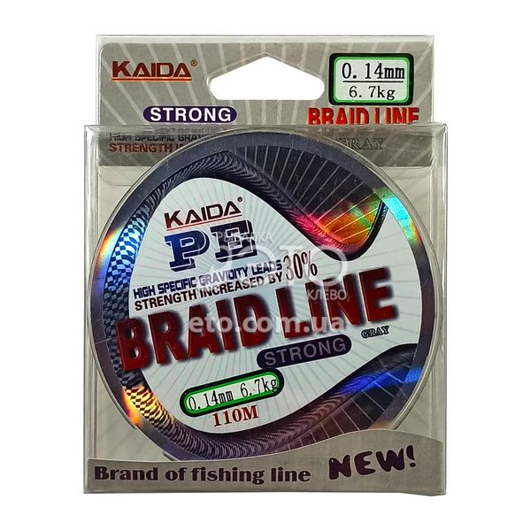 Шнур Kaida PE Braid line 110м (сірий) 0,14мм/6,7кг