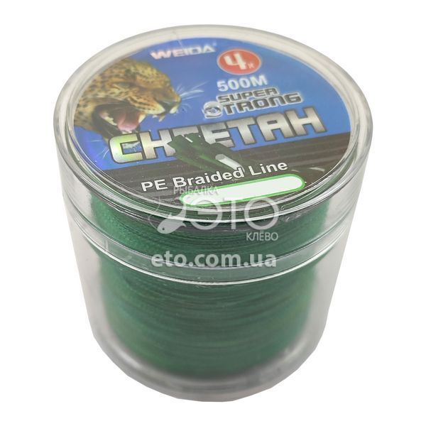 Шнур Weida Super Strong Cheetah X4 PE 500м (зелений) 0,10мм/3,9кг