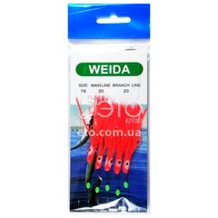 Самодуры WEIDA 16-30-20 с приманкой Октопус (красный)